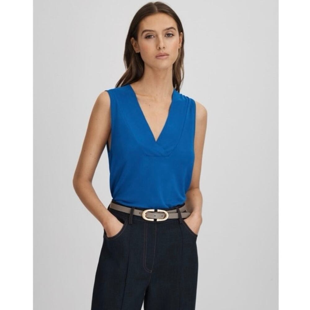 NWOT Women’s Reiss Taylor V-Neck Sleeveless Shell Top in Cobalt Blue SZ S